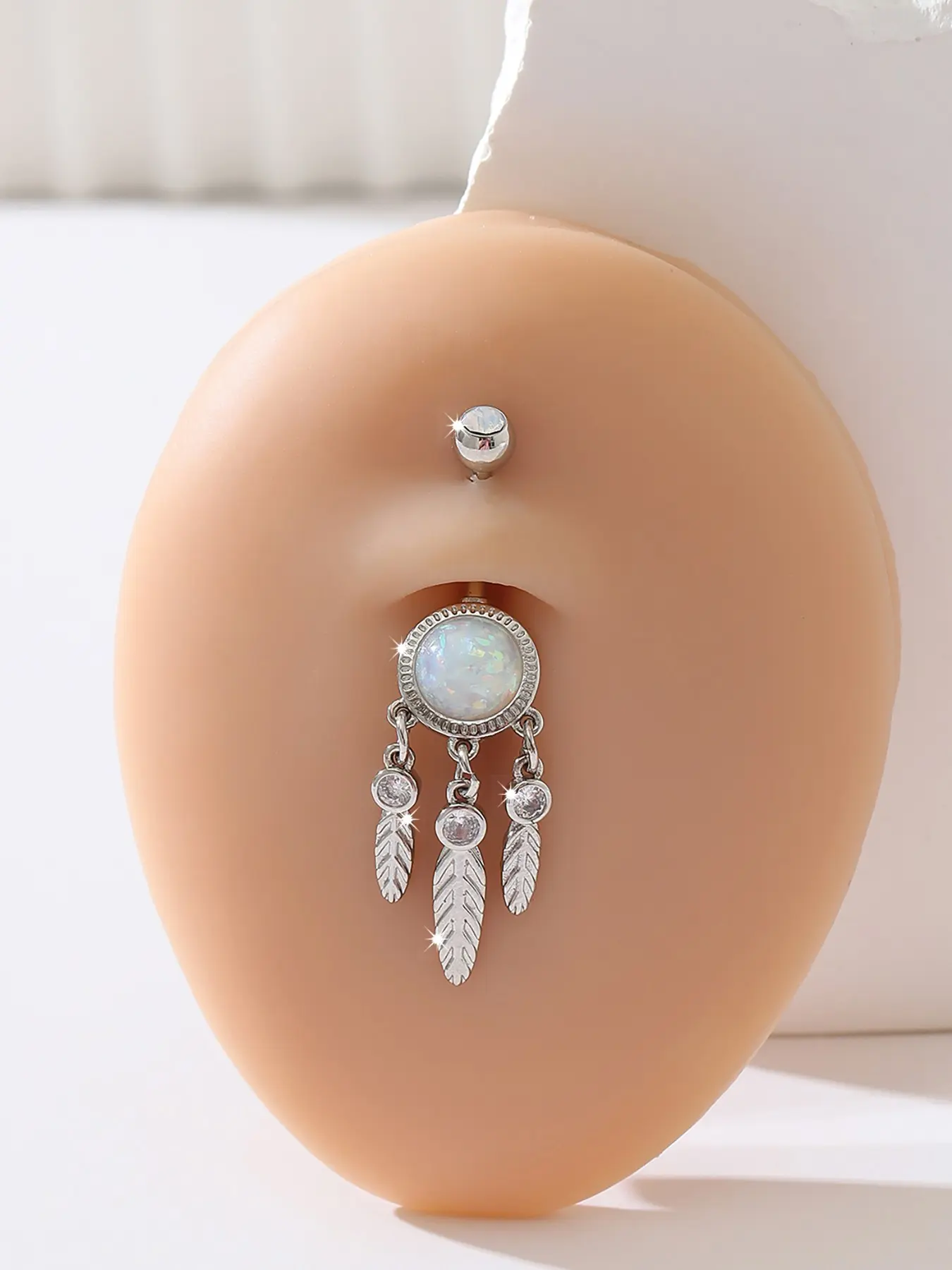 Fashion Leaf Long Pendant Belly Ring, Belly Button Jewelry, Copper Chain, Geometric Design, Casual Style, All Seasons, Perfect for Dates, Daily Wear, Retro