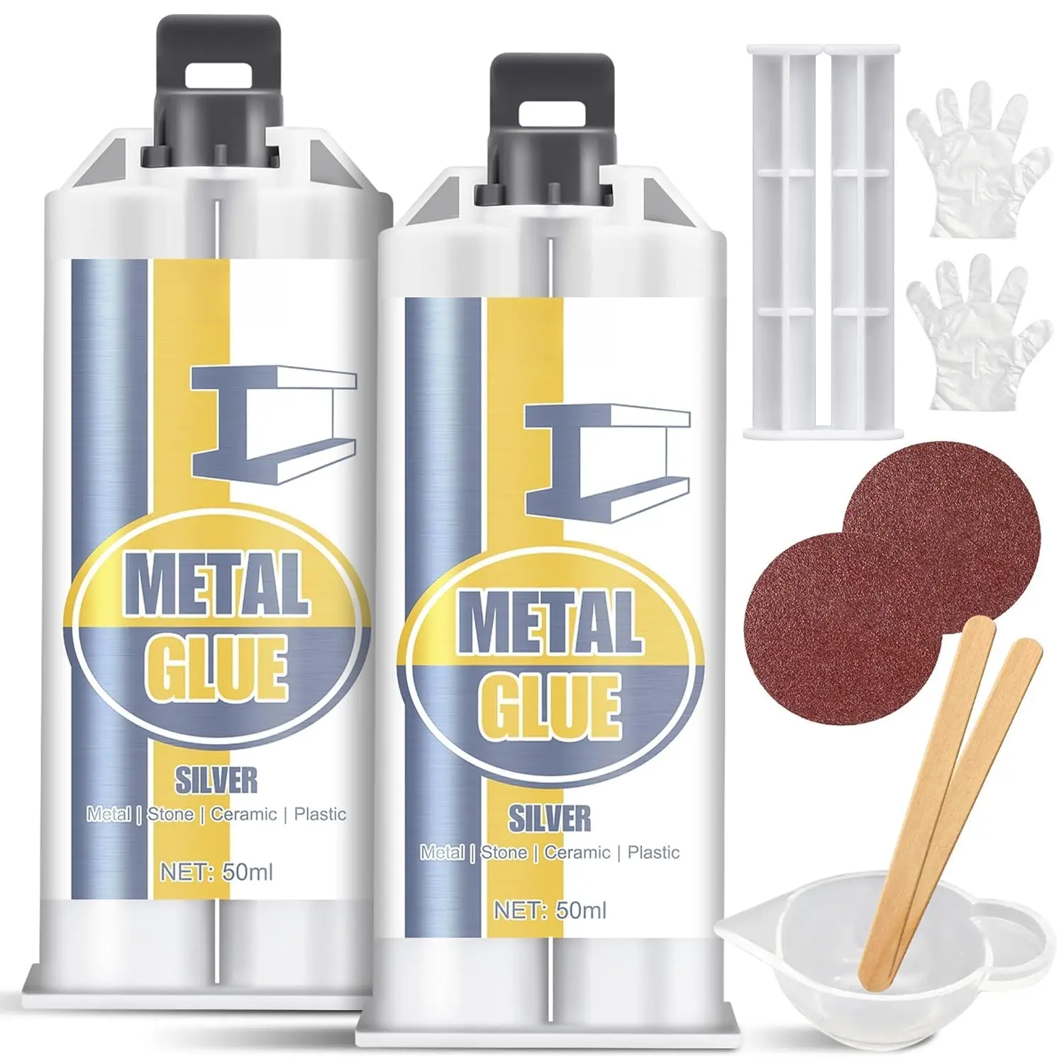 Metal Glue, 3.4oz Heavy Duty Weld Epoxy Adhesive, Strong Foundry Glue and Liquid Metal Repair Filler for Bonding Stainless Steel, Aluminum, Ceramics, Plastics, DIY, Etc, Waterproof & Heat-Resistant