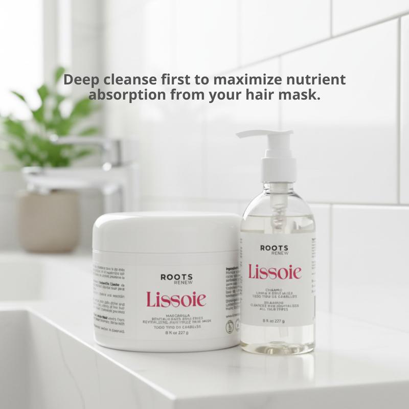 Lissoie Hair Kit – 4-step routine to cleanse, hydrate, repair & smooth hair. Includes shampoo,  mask, frizz-control polymer & shine oil. Sulfate-free, salon-quality care for dry, frizzy or color-treated hair. Haircare, , treatment. Hydrating