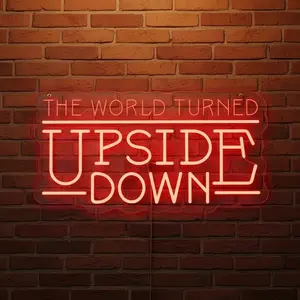 Stranger Things Inspired The World Turned Upside Down LED Neon Light Sign for Home Cinema Game Room Bar Party Store Unique Eye Catching Versatile Use Ideal for Events