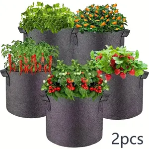 2-Pack Planting Bags, 18.93L Capacity, Durable Non-Woven Flower Pots with Handles, Outdoor Gardening Containers for Vegetables, Fruits, Herbs, Succulents, Bonsai Plants, Vegetable Planting Box