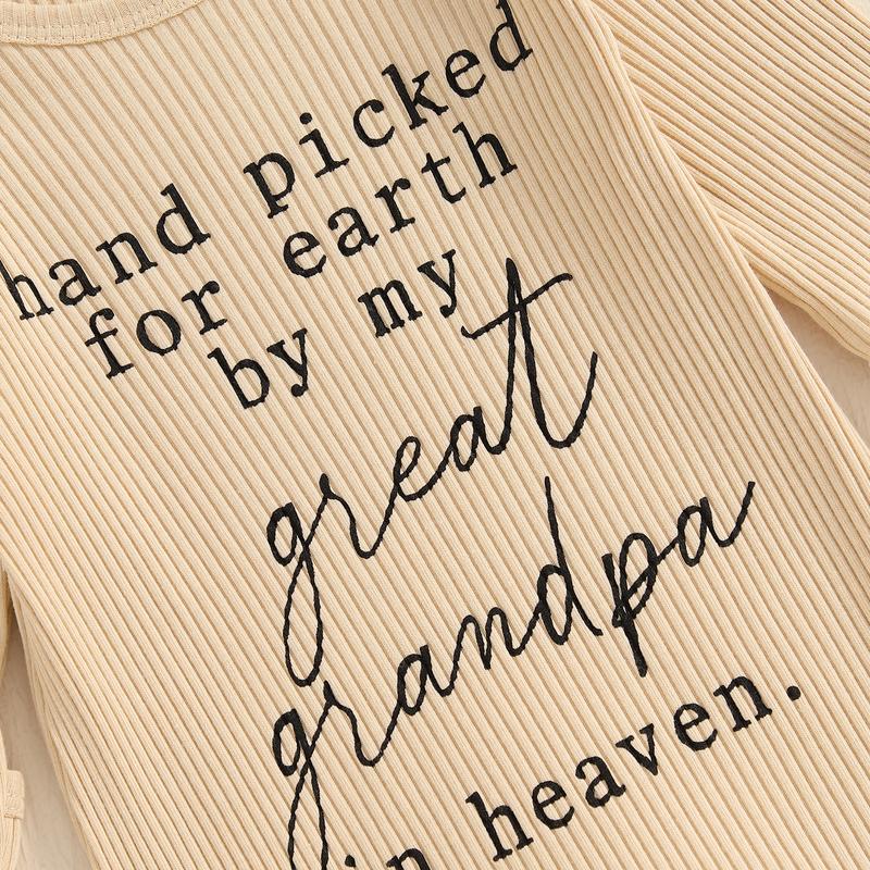 Hand Picked for Earth By My Great Grandma Grandpa In Heaven Bodysuit Romper Newborn Baby Ribbed Jumpsuit Coveralls