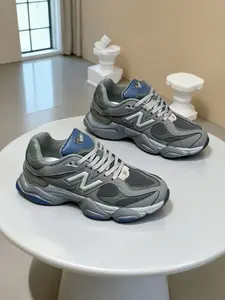 Unisex 9060 Dad Shoes, Trendy Patchwork Design, Thick Sole Anti-Slip Casual Sneakers, Square Toe, Medium Width, All-Season Comfort