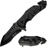 MTech USA MT-A845BK Stainless Steel Folding Pocket Knife - 5" Closed, 3.75-inch Blade Length, 3.5 mm Black Blade, Thumb Stud, Pocket Clip, Outdoor EDC Tools, Precision Camping Tool, Hiking/Fishing Gear