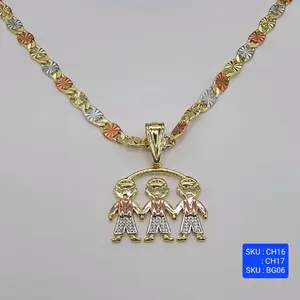 Beautiful Kids Pendants with Chains Three Colors 24 and 18 Inches 4 Millimeters Wide Laminated Gold. SKU: CH16, CH17,  BG