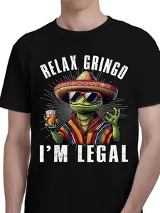 Funny Mexican Carnival Print T-Shirt, Soft Casual Short Sleeve, Tiktok Trendy May Day Party Street Style, Perfect for Daily Wear & Festivals