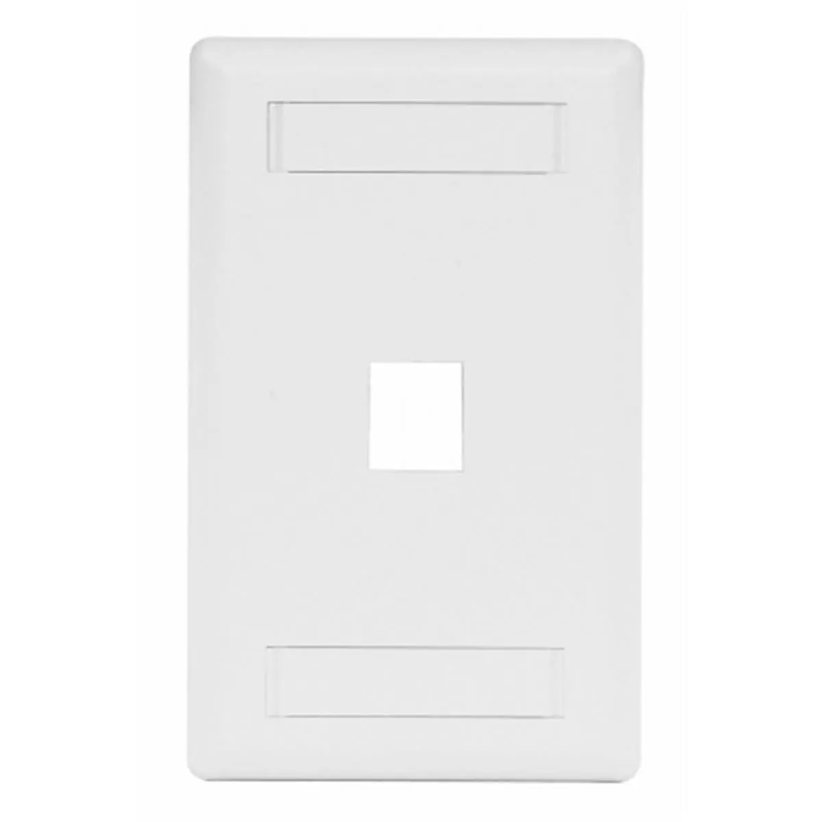 Hubbell 1-Port Single-Gang White Faceplate, Rear-Loading for AV Keystone Connectors, UL-Listed Flame-Retardant (UL 94V-0 Rated), Color-Matched Screw Covers, ANSI/TIA/EIA-606-B Labeling, Durable Flush-Mount Snap-In for Standard NEMA Openings & Boxes