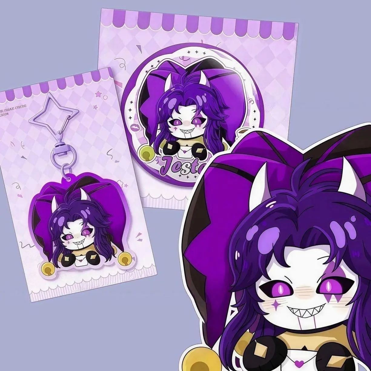 Pierrot Freak Circus Jester keychain& pin Creepy Cute Alt Circuscore Collectible | Gothic Kawaii Handmade