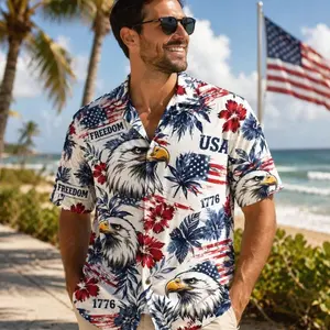 Patriotic America 250 Hawaiian Shirt 1776–2026, Vintage Patriotic Shirt, 250 Years of America Celebration Button Down