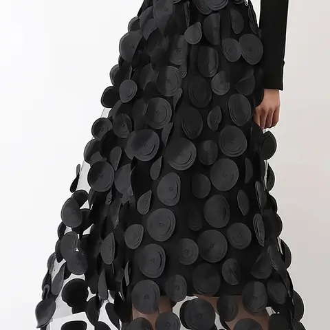 Women's Applique Decor High Waist Skirt, Elegant Chic A Line Skirt for Party Club Dating, Ladies Formal Elegant Skirt for All Seasons, Womenswear
