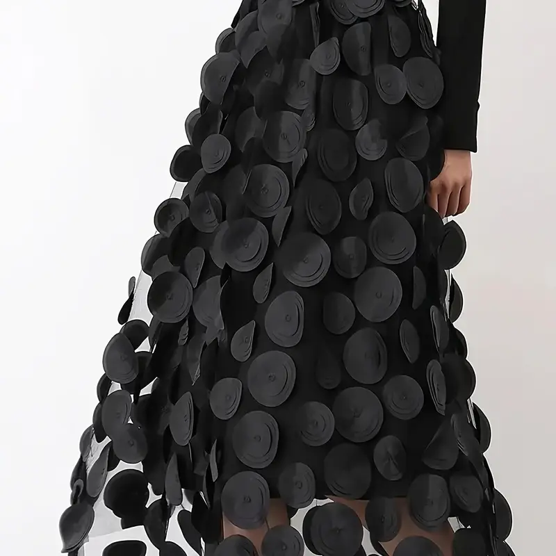 Women's Applique Decor High Waist Skirt, Elegant Chic A Line Skirt for Party Club Dating, Ladies Formal Elegant Skirt for All Seasons, Womenswear