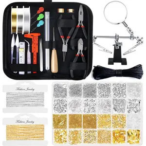 1857 Pcs Jewelry Making Supplies Kit for Adults, Jewelry Making Tools with Earring Hooks, Findings, Wires, Chains and Helping Hands for Crafts Making and Repair