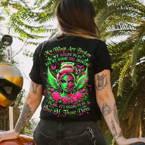 Broken Wings & My Halo's Bent - Neon Angel Sugar Skull tshirt ,hoodie, sweatshirt, Aesthetic tatoo merch summer outfits, style, streetwear, Nun top, vintage y2k graphic tees, Fatherday, Memorial day, 4th July