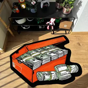 Vintage American Style Creative Shoe Box Rug, Washable Abstract Art Carpet, Home Decor for Bedroom Hotel Bathroom Corridor, Decorative Area Rug