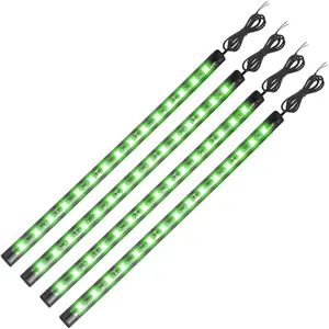 Green Led Strip Lights for Cars, 10.6 inch 27CM 5050 15 SMD Waterproof Car Underglow Lights Motorcycles Boat Decoration Led Interior Exterior Lights Strip,DC-12V, Pack of 4