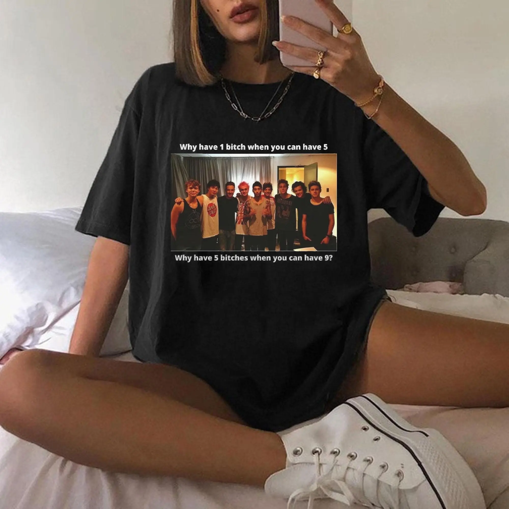 Retro One Direction Graphic Tee, 5SOS, Unisex Cotton Shirt