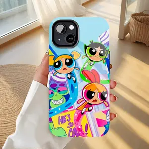 Iconic Powerpuff Girls Cartoon Character Bold Colorful Anime Mobile iPhone Case for iPhone 17, PBT+TPU Dual - Layer Drop - Resistant Cellphone Case, Compatible with iPhone 17/16/15/14/13/12/11 Pro Max/Plus Protection Shell