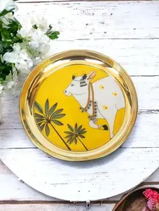 Brass plate/puja thali w/pichwai print