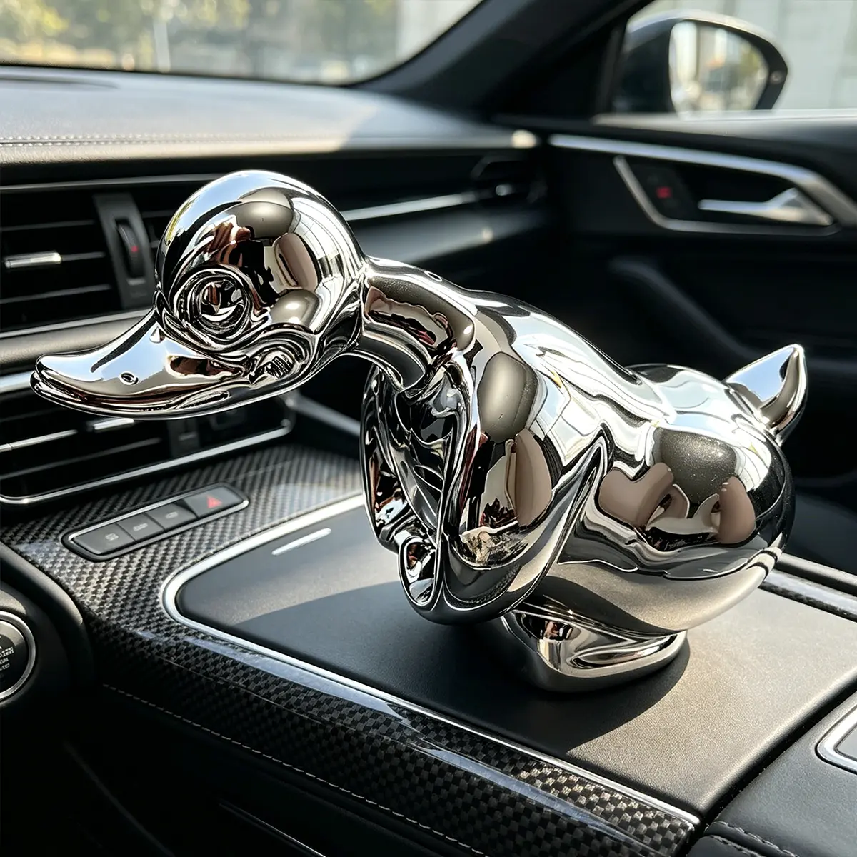 Chrome 3D Angry Duck Car Hood Ornament - Waterproof Resin Evil Duck Statue, Universal Auto Interior-Exterior Mod Decor, Truck Accessories for Pickup, Muscle Car, Semi Truck Accessories