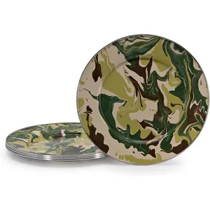 Golden Rabbit Enamelware 10.5" Dinner Plates (Camouflage) Set of 4