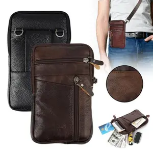 Men'S Shoulder Bag Multi-Function Leather Messenger Bag Casual Crossbody Bags High Quality Male Purse Phone Men'S Chest Pack