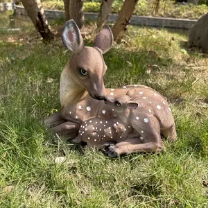 New 1 Pair, Mother And Son Deer Statue Yard Statue Garden Decoration Indoor And Outdoor Yard Animal Decoration Resin Statue Art Craft, Party Holiday Surprise Gift Yard Decoration, Yard Supplies, Holiday Supplies, Lawn, Yard Art Decoratio