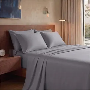 4-Piece Solid Color Satin Bed Sheet Set - Hotel-Grade, Silky, Ultra-Cooling, Breathable Bedding, 16" Deep Pockets, Wrinkle & Fade-Proof, Skin-Friendly Summer Edition (1 Flat + 1 Fitted + 2 Pillowcases), Father's Day Gift Idea, Bedroom Decor Ideas