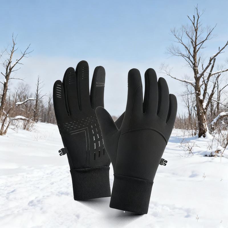 Outdoor Winter Gloves, Touchscreen andWindproof Full-Finger Gloves for Sports, Travel,and Daily Activities for Cycling Driving Running Hiking  The button is for decorative purposes only and does not have a heating function.