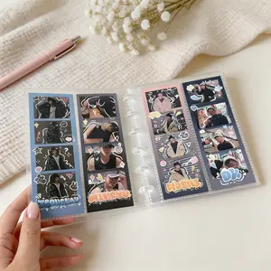 Photo Booth Album for 2x6 Photo Strips, Frosted PP Cover with 20 Clear Pockets, 6-Ring Binder Memory Book, Photo Storage Organizer for Wedding, Anniversary, Party and Scrapbooking