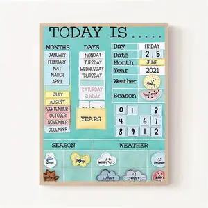 [UNFRAMED POSTER] Large Monthly Calendar Chart for - Color-Coded Weekly Planner with Color-Coded Days, Blank Pocket Chart for, Homeschool, Classroom - Educational Tool & Color-Coded Calendar for Teachers & Parents - Easy-to-Use Wall