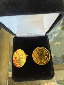 Pre-owned Hermes 18K Gold Plated Clip On Earrings with Hermes Paris Inscription