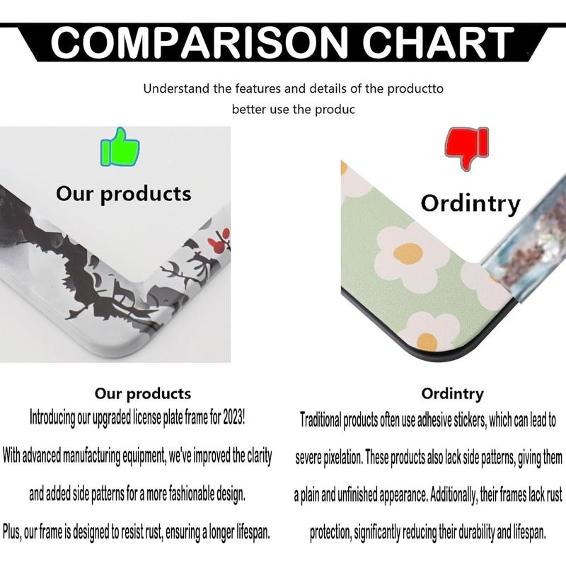 Watercolor Cherry Blossom License Plate Frames 2 Pack Japanese Sakura Steel Plate Holders Covers with Free Screws Fasteners Caps