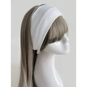 Solid color knitted headband, soft headband, women's and girls' casual broadband hair accessories, minimalist headwear suitable for thick hairRAIMENTRY