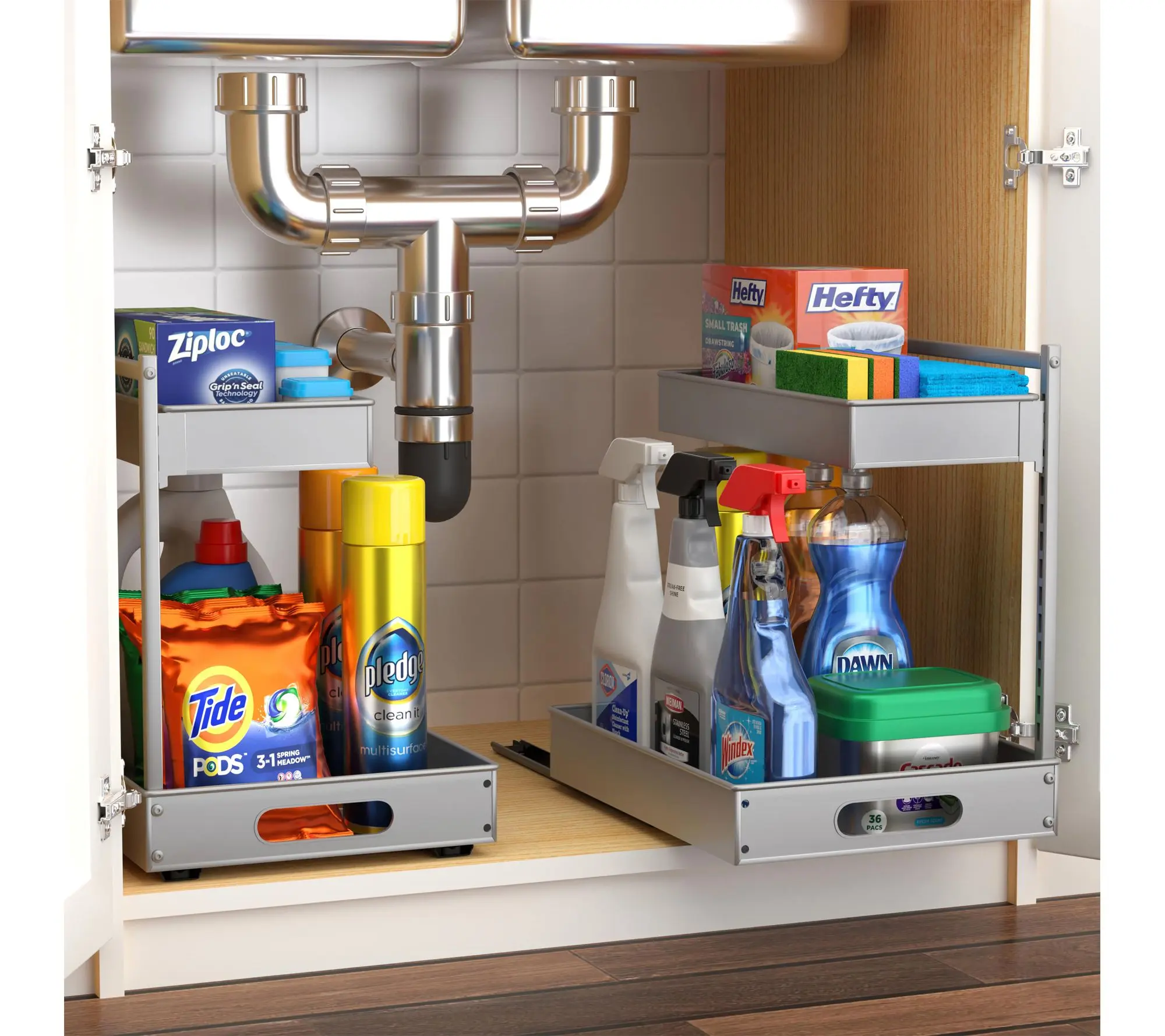 Sorbus 2-Tier Set of 2 Pull-Out Under Sink Organizer