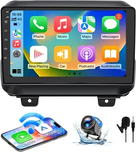 Car Stereo Radio Android 13 Compatible with Jeep Wrangler JL 2018 2019 2020 2021, Jeep Gladiator JT 2020 2021, Wireless CarPlay Android Auto 9" Touch Screen Bluetooth Audio GPS Navigation Mirror Link