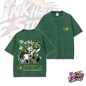 SBR | Gyro Unleashes the Steel Ball--Short Sleeve Cotton Unisex Retro wash Tee