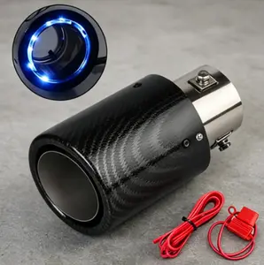 Easy Install Light Up Tail Pipe Tip, Red LED Ring Exhaust Decoration