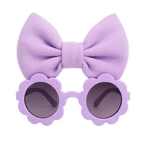 Girls' Sunglasses with Bow Headbands Set - Stylish Floral Sunglasses & Matching Bow Headband for Everyday Wear & Special Occasions
