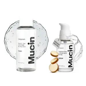 VEGREEN Nature Mucin Hydration Duo Set | Dryness & Inner Dry Relief | Barrier Repair + Glass Skin Glow | Alcohol-Free Vegan Toner (68% Wild Yam) + Serum (63% Phyto Mucin)