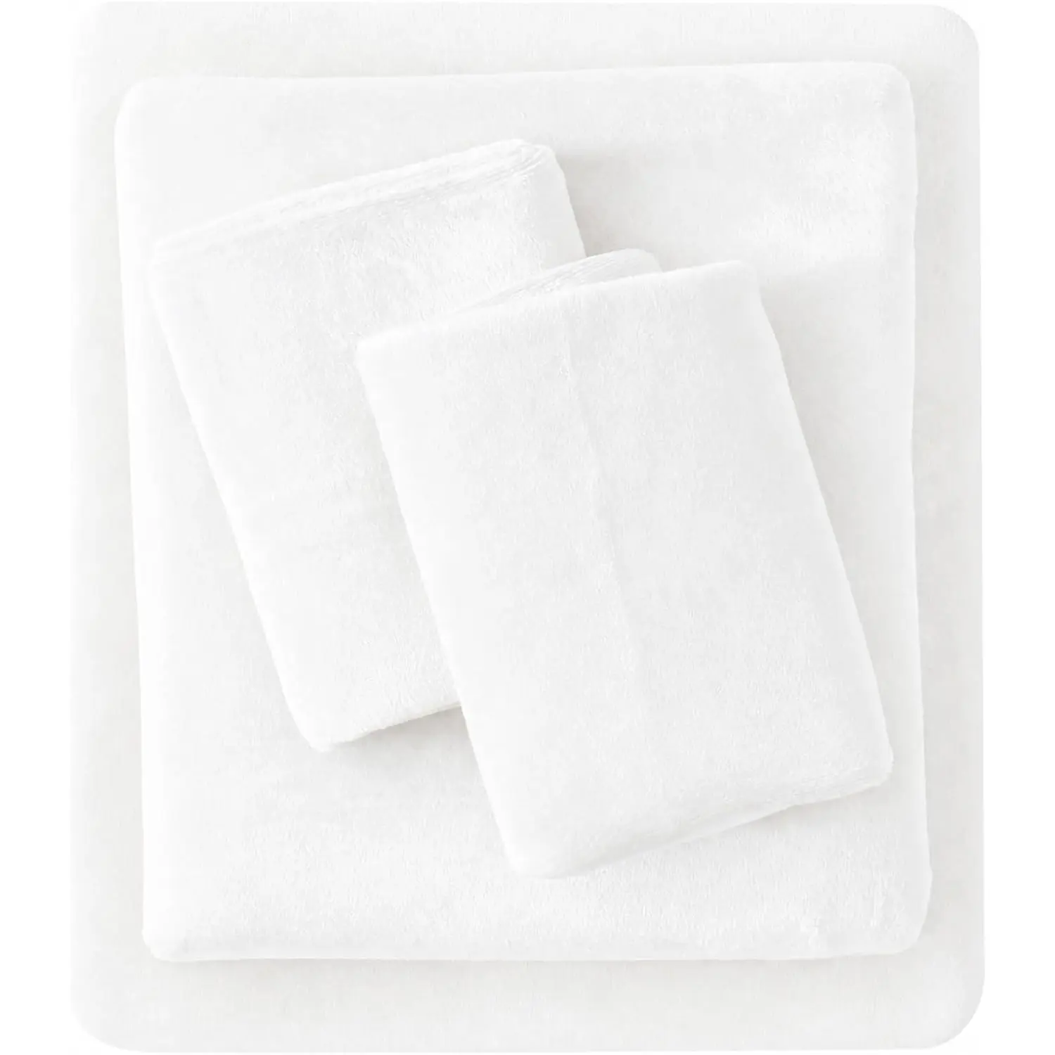 Viviland White Plush Microfleece Bed Sheet Set, Soft Warm Winter Bedding with 15-Inch Deep Pocket
