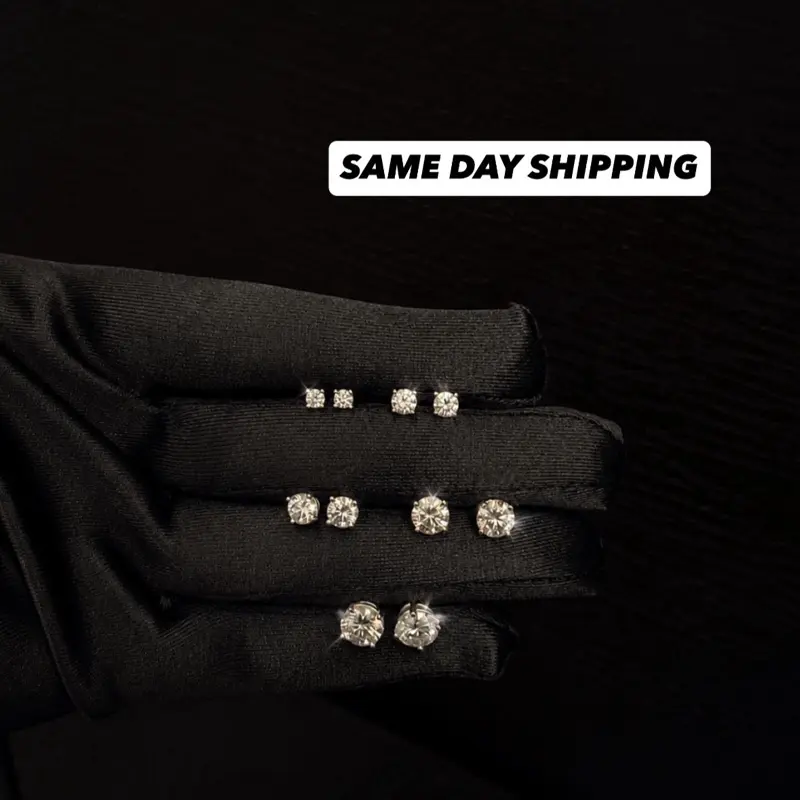 GRA Certified VVS Moissanite Round Brilliant Cut Earrings | Sterling Silver Screw Back Studs Women Men Kids