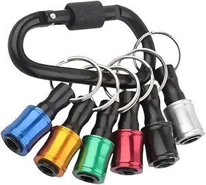 6-piece keychain extension rod, heavy-duty screwdriver head holder with ball bearing clamp, portable aluminum alloy tool for impact drills