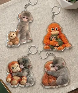 Baby Punch Monkey Acrylic Keychain, Cute Animal Lover Gift