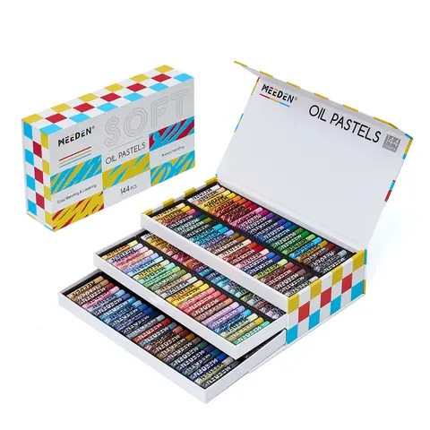 MEEDEN Pigment-Based Soft Oil Pastels Set - 144 Vibrant Colors, 69mm x 11mm Crayons for Blending, Layering, Shading, Drawing, Ideal for Art Enthusiasts, Default Comfortable Creation, Halloween (Office Stationery Art Supplies)