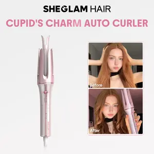 【Leah Ketab's Pick】SHEGLAM HAIR Automatic Curling Iron 1/1.25 Inch, 3 Temp, 2-Way Rotation, Anti-Scald & Anti-Tangle, Auto Shut-Off, Swivel Cord Pink Styling Tool-Effortlessbeauty-Hairhack-Coachella-#Summervibes-mothersdaygift