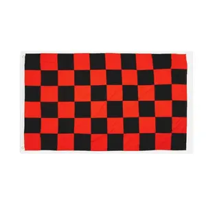 Red & Black Checkered Print Part 3 Banners - 3x5ft Dye-Subbed Polyester Backdrops, Home & Party Supplies