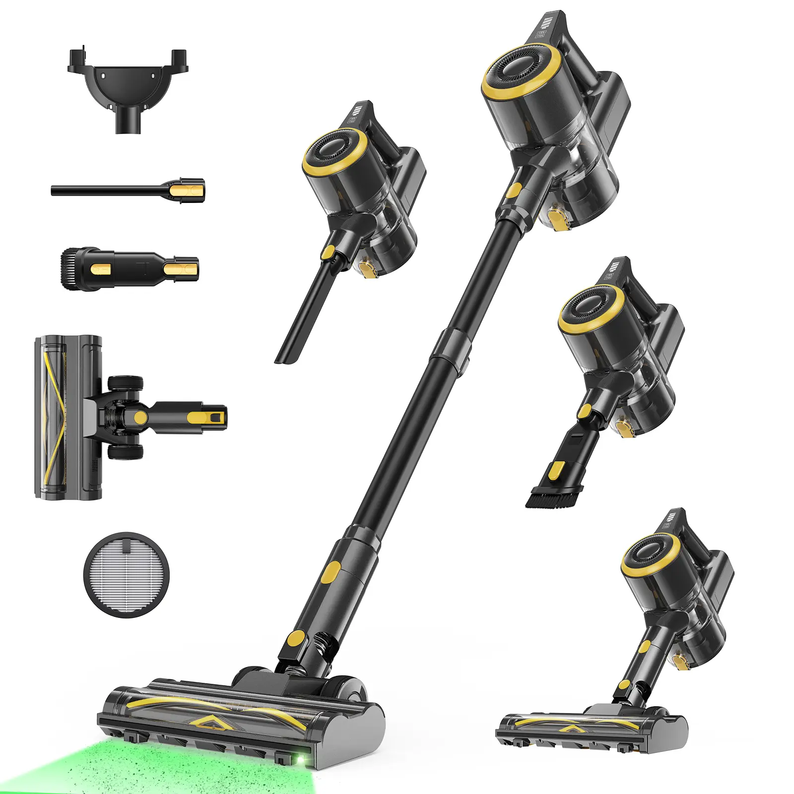 Powerful Cordless Vacuum Cleaner for Home 12KPa Suction, 30Min Runtime & Green LED Light for Pet Hair, Carpet and Hardwood Floors