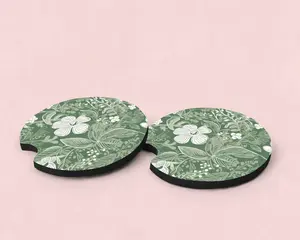 Floral Pattern Cute Car Coasters, Set of 2, Neoprene Material, Cute Aesthetic Car Coasters