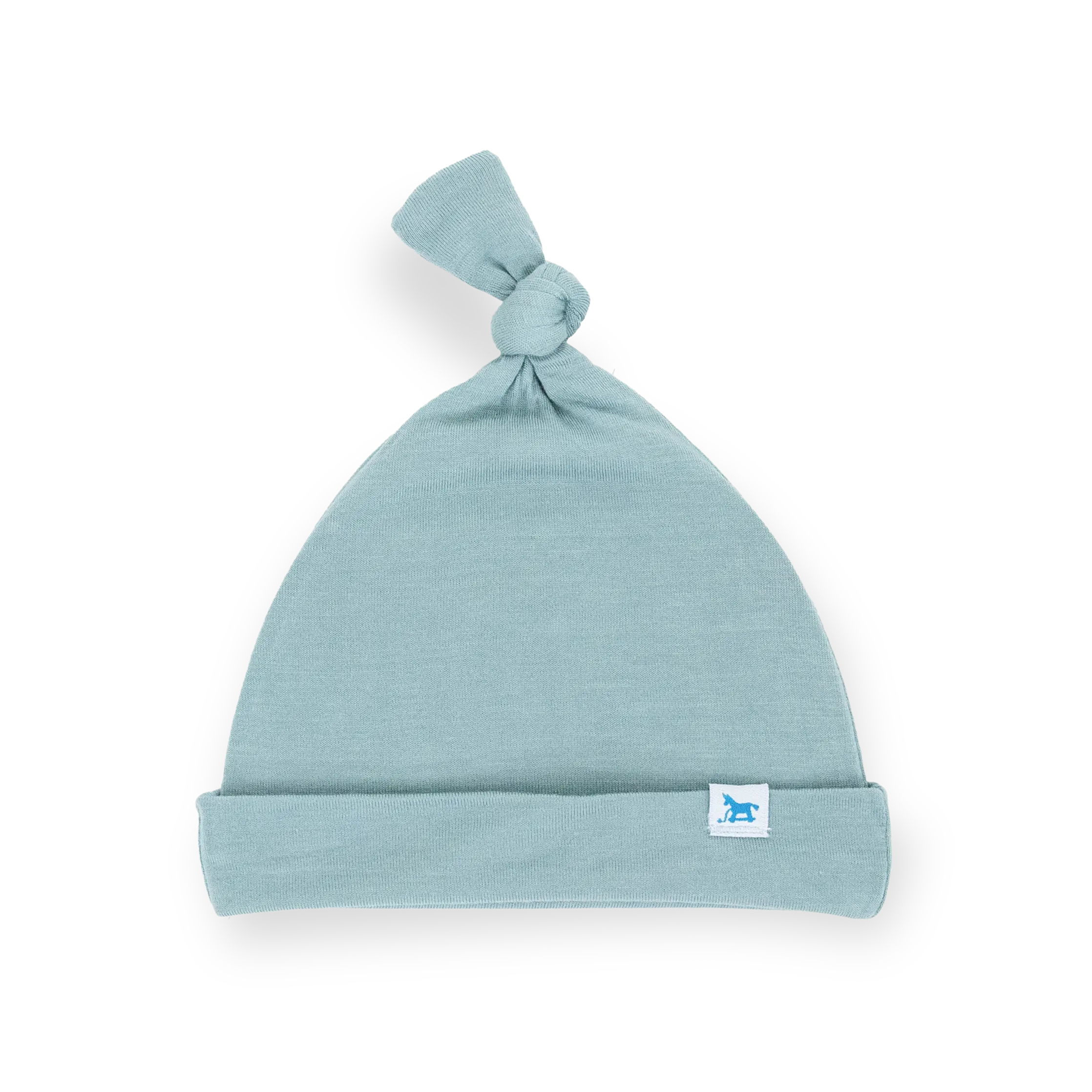 Infant Knitting Beanie in Harbor Print - Buttery Soft Stretch Viscose Top Knot Hat, Adjustable and Cozy for Newborns