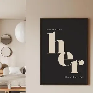 Female Poster, Feminine Print, Female Empowerment Feminist Wall Art, Strong Women Quote, African American Woman Black Girl Gift Room Home Decor